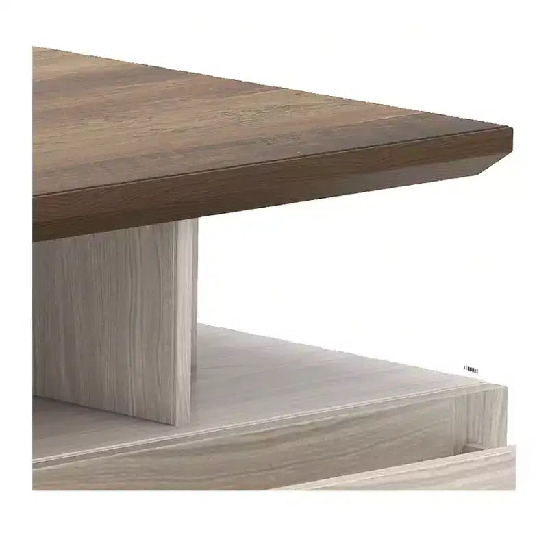 Table basse lumineuse de salon à DEL avec rangement, 4 tiroirs, design industriel style ferme