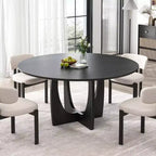 MAYEERTY 42 Wood Round Dining Table for 4, Farmhouse Modern Kitchen & Dining Room Table