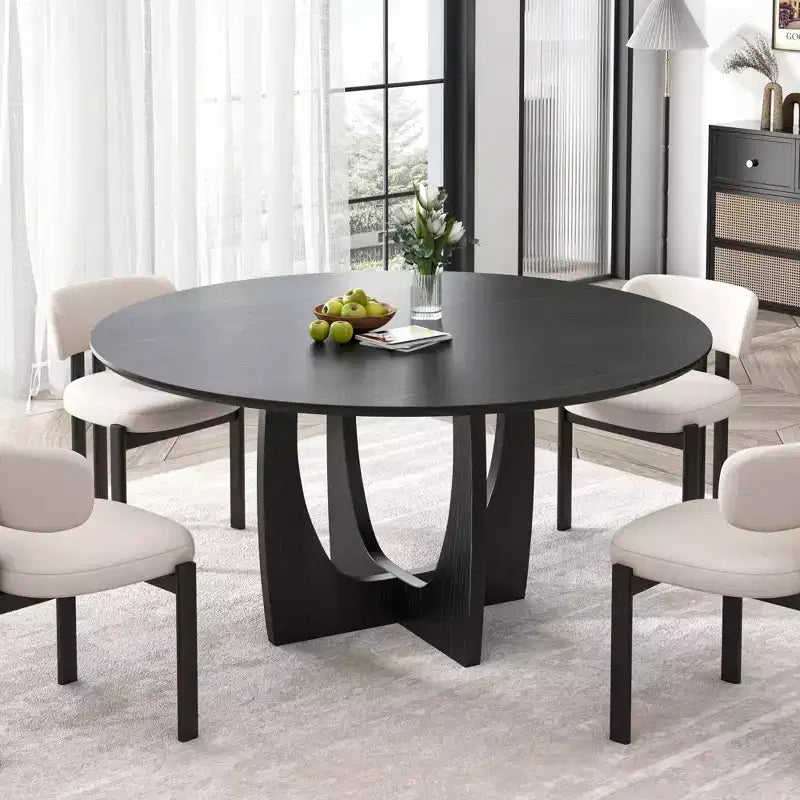 MAYEERTY 42 Wood Round Dining Table for 4, Farmhouse Modern Kitchen & Dining Room Table
