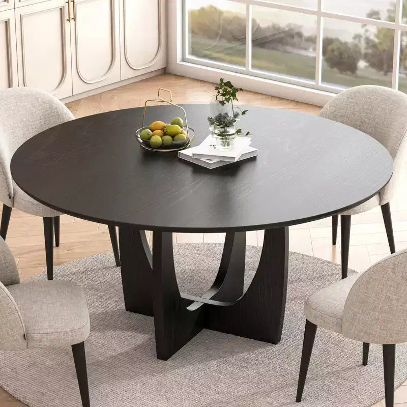 Table de salle à manger ronde en bois de 42 pouces pour 4, table de cuisine et de salle à manger moderne de style campagnard