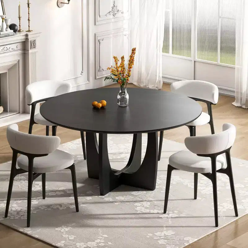 Table de salle à manger ronde en bois de 42 pouces pour 4, table de cuisine et de salle à manger moderne de style campagnard