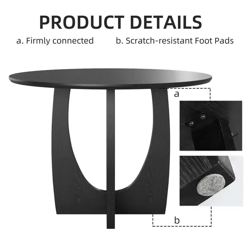 Table de salle à manger ronde en bois de 42 pouces pour 4, table de cuisine et de salle à manger moderne de style campagnard