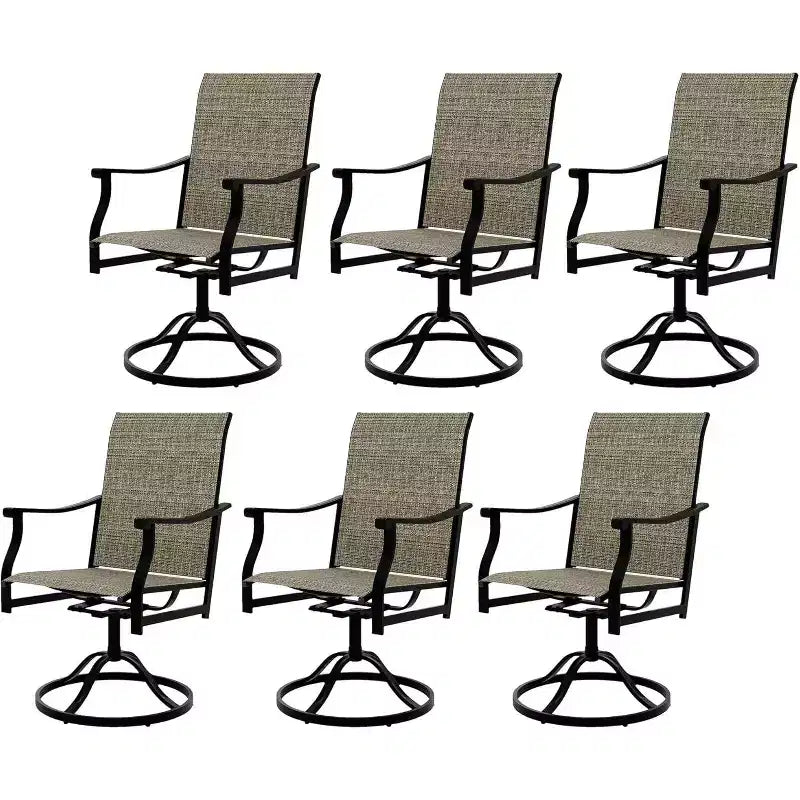 Sunnyfurn 6PCS Outdoor Swivel Dining Chairs, Textilene Breathable Back, Patio Swivel Rocker Chairs for Poolside Lawn Garden