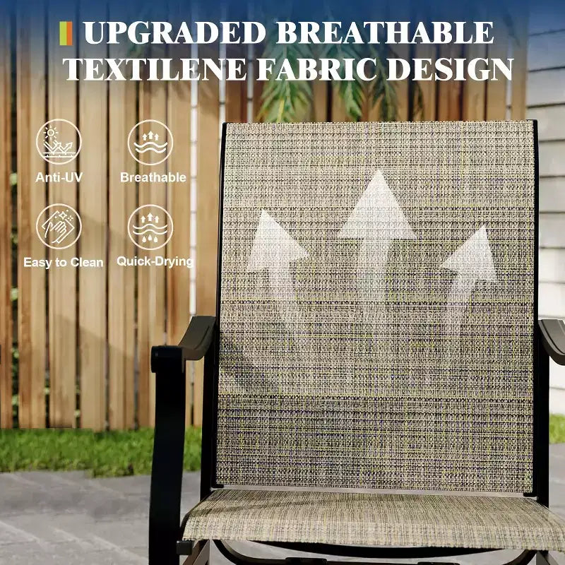 Chaises de salle à manger pivotantes d'extérieur 6 pièces, dossier respirant en textilène, chaises à bascule pivotantes pour terrasse, pelouse, jardin, au bord de la piscine