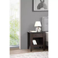 HomeStock 24 in.H x 21 in W Rectangle Brown Finish Single Drawer Cherry Wood Nighstand For Living Room and Bedroom