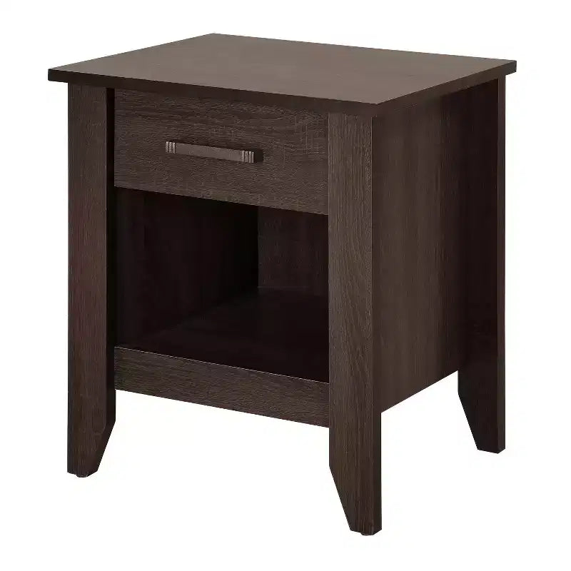 Table de chevet rectangulaire marron avec tiroir en bois de cerisier, 61 cm H x 53 cm L, pour salon et chambre