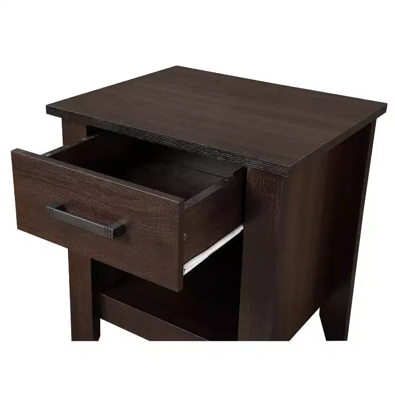 Table de chevet rectangulaire marron avec tiroir en bois de cerisier, 61 cm H x 53 cm L, pour salon et chambre