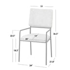 Lot de 2 chaises de salle à manger modernes en métal tapissées, coloris crème