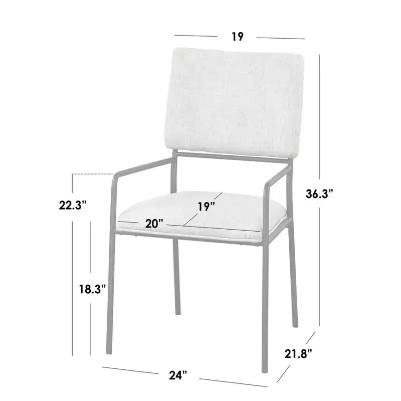 Lot de 2 chaises de salle à manger modernes en métal tapissées, coloris crème