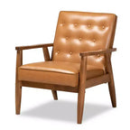 Sorrento Mid-Century Faux Leather Upholstered Wood Lounge Chair Walnut/Brown - Baxton Studio
