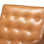 Fauteuil de salon Sorrento en bois et similicuir, style Mid-Century, noyer/marron