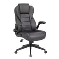 Executive High Back Leatherplus Flip Armchair Black - Boss Office Products: Ergonomic, Swivel, Lumbar Support, Adjustable Height