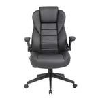 Fauteuil de bureau exécutif en similicuir noir à dossier haut et accoudoirs relevables : Ergonomique, Pivotant, Support lombaire, Hauteur réglable