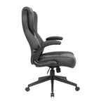 Fauteuil de bureau exécutif en similicuir noir à dossier haut et accoudoirs relevables : Ergonomique, Pivotant, Support lombaire, Hauteur réglable