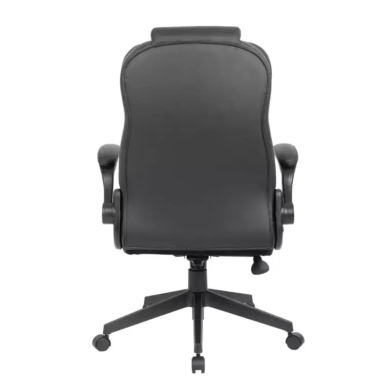 Fauteuil de bureau exécutif en similicuir noir à dossier haut et accoudoirs relevables : Ergonomique, Pivotant, Support lombaire, Hauteur réglable