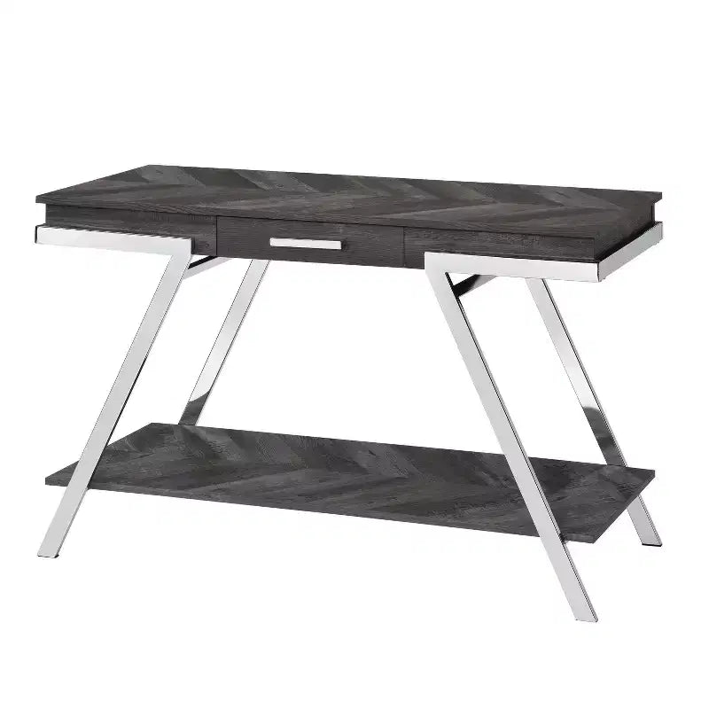 Table d'appoint Roma en métal et bois gris foncé