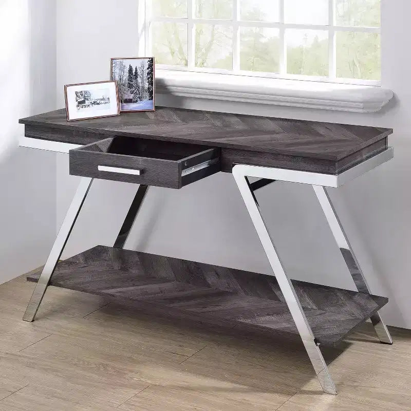 Table d'appoint Roma en métal et bois gris foncé