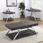 Table d'appoint Roma en métal et bois gris foncé