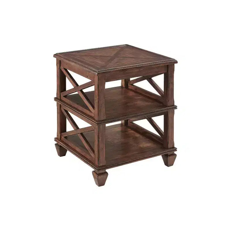 Ensemble de salon 3 pièces en bois Bridgton avec table basse et 2 tables d'appoint à étagères Cerise : Design Mid-Century Modern