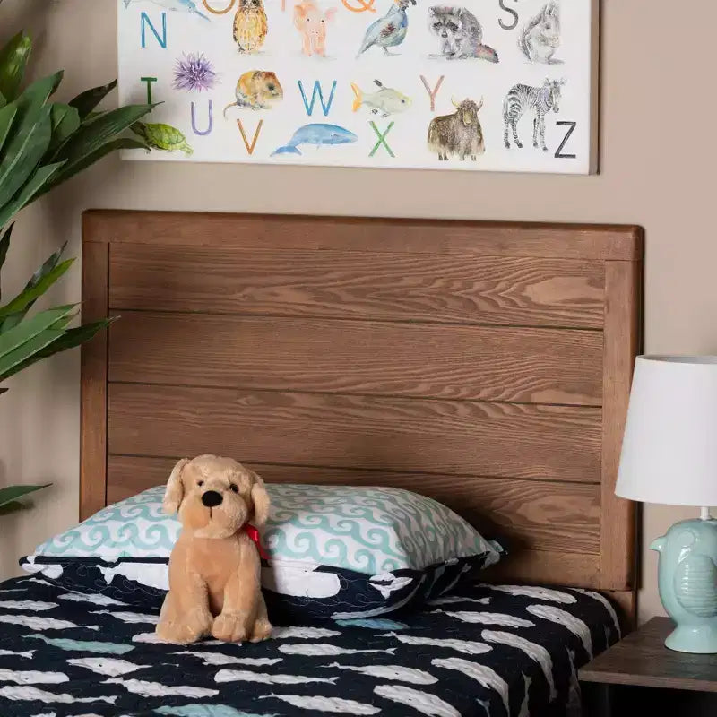 Tête de lit double Seren en bois de noyer : robuste, panneaux encastrés, mobilier de chambre à coucher