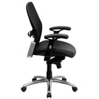 Chaise de bureau pivotante de direction à dossier mi-haut en filet avec mécanisme d'inclinaison des genoux et accoudoirs réglables