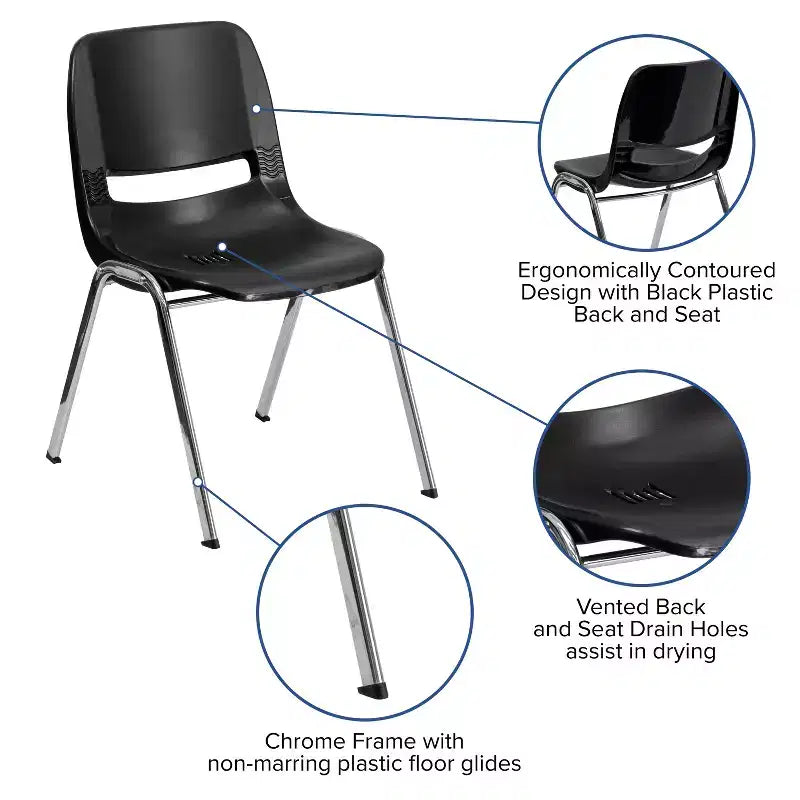 Chaise empilable ergonomique pour enfant HERCULES Série 440 lb. avec coque et hauteur d'assise de 14 po