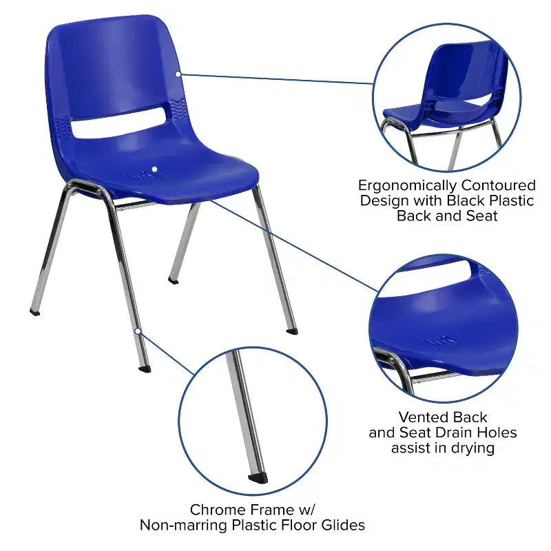 Chaise empilable ergonomique pour enfant HERCULES Série 440 lb. avec coque et hauteur d'assise de 14 po