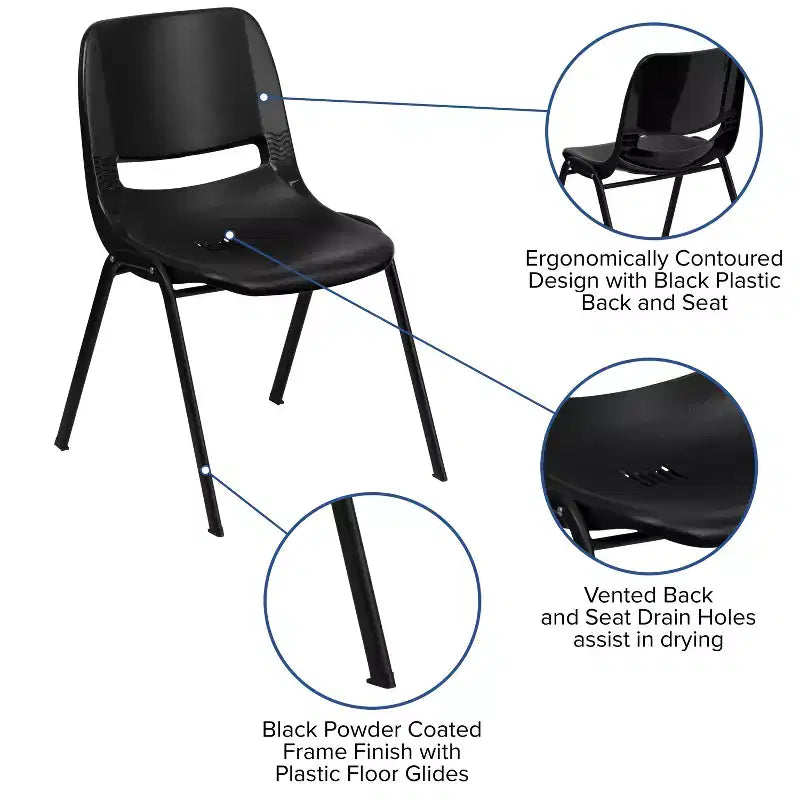 Chaise empilable ergonomique pour enfant HERCULES Série 440 lb. avec coque et hauteur d'assise de 14 po