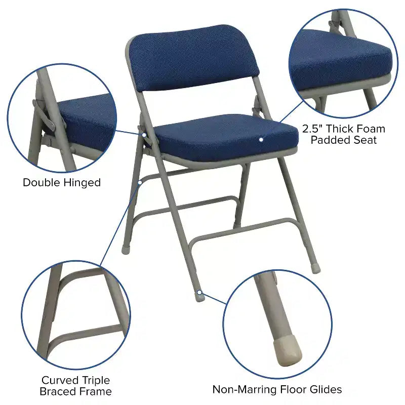 Chaises pliantes en métal HERCULES avec sièges rembourrés