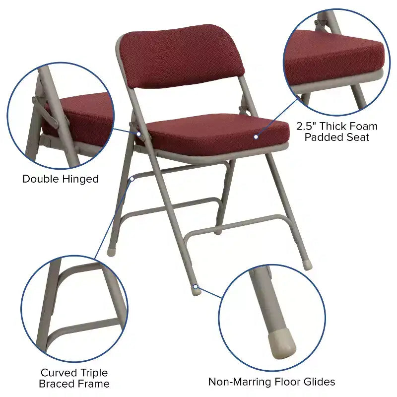 Chaises pliantes en métal HERCULES avec sièges rembourrés