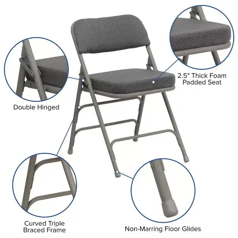 Chaises pliantes en métal HERCULES avec sièges rembourrés
