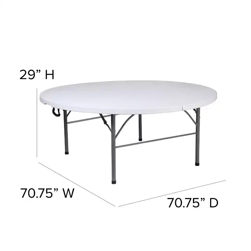 Table pliante de banquet ronde en plastique blanc granit de 1,80 m avec poignée