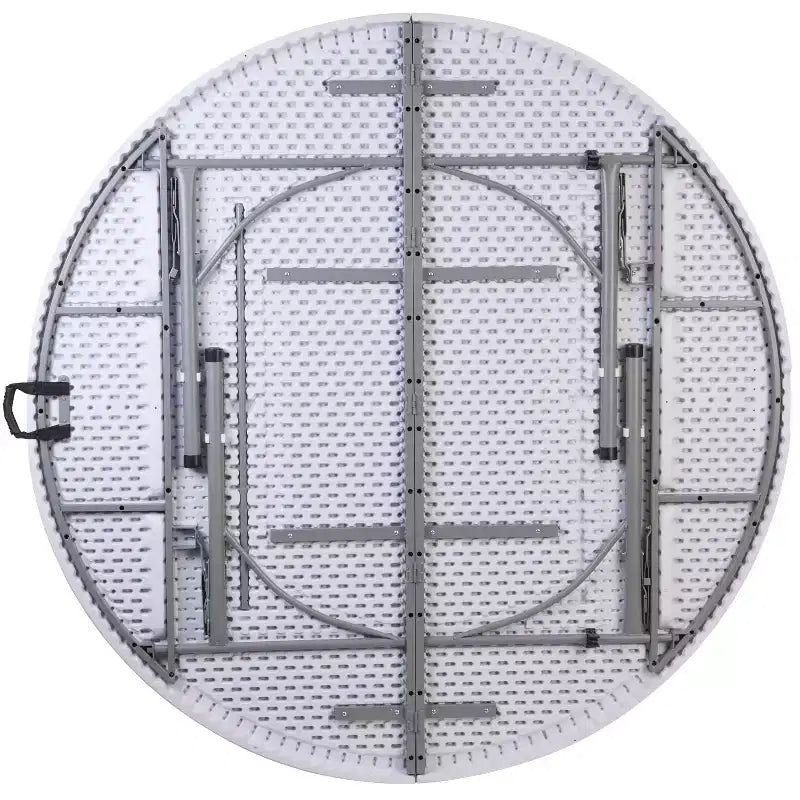 Table pliante de banquet ronde en plastique blanc granit de 1,80 m avec poignée