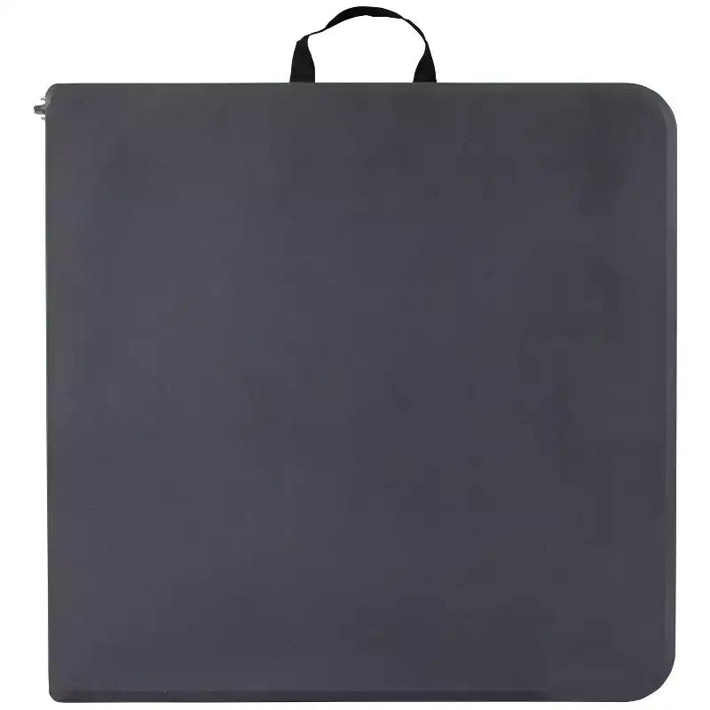 Table pliante en plastique gris foncé, réglable en hauteur (1,2 m), avec poignée