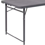 Table pliante en plastique gris foncé, réglable en hauteur (1,2 m), avec poignée