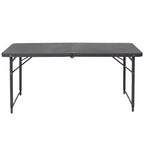 Table pliante en plastique gris foncé, réglable en hauteur (1,2 m), avec poignée