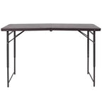 Table pliante en plastique gris foncé, réglable en hauteur (1,2 m), avec poignée