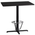 Table de bar rectangulaire stratifiée 24x42 avec piètement à anneau 23,5x29,5