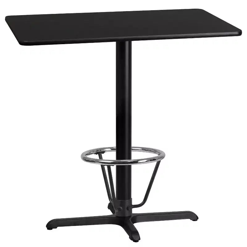 Table de bar rectangulaire stratifiée 24x42 avec piètement à anneau 23,5x29,5