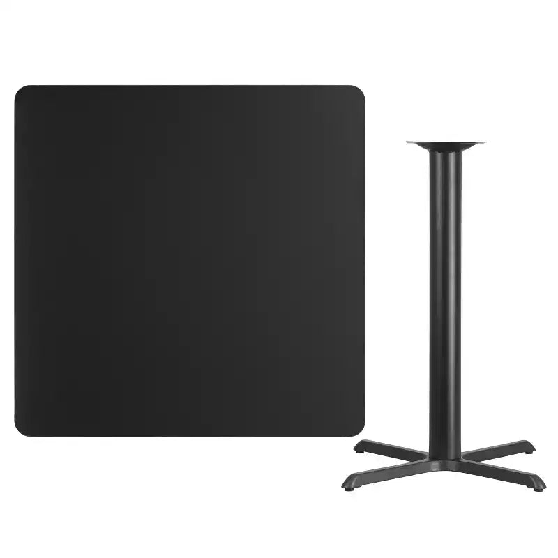 Plateau de table stratifié carré 42 avec piétement de table hauteur bar 33x33