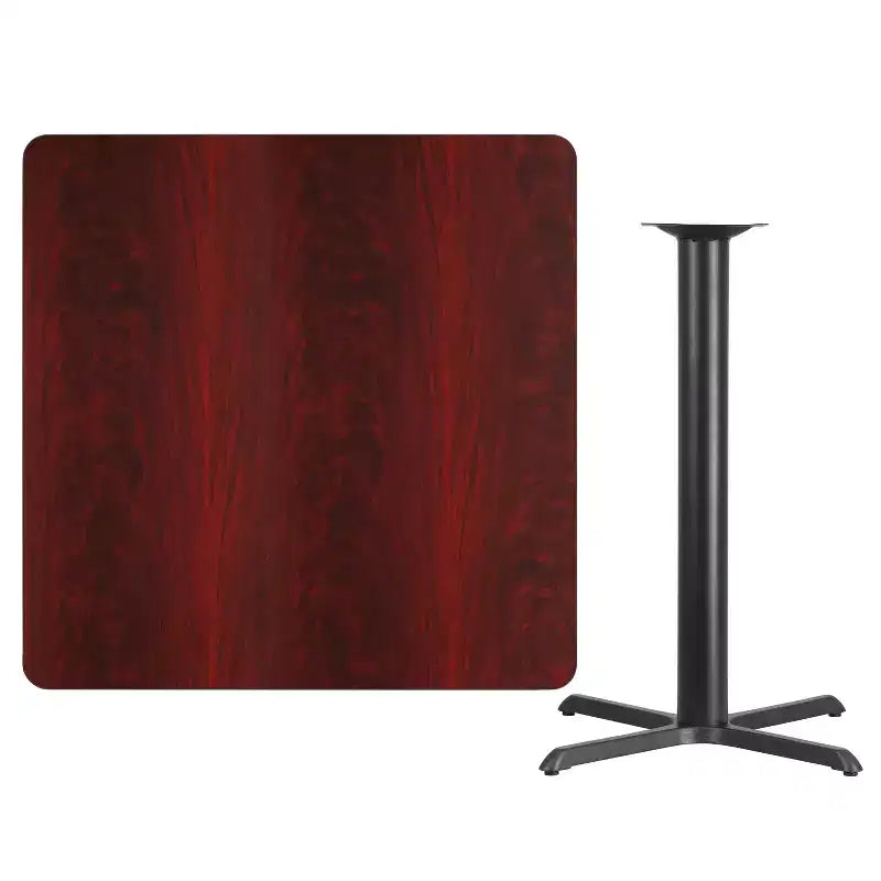 Plateau de table stratifié carré 42 avec piétement de table hauteur bar 33x33