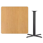 Plateau de table stratifié carré 42 avec piétement de table hauteur bar 33x33