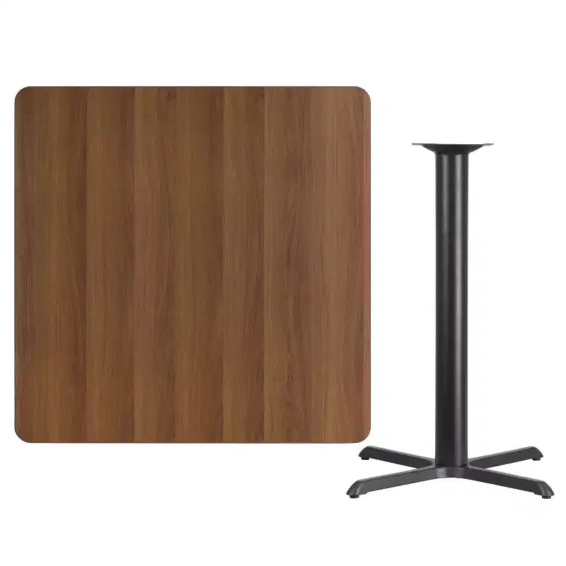 Plateau de table stratifié carré 42 avec piétement de table hauteur bar 33x33