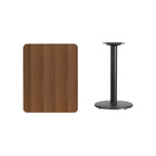 Table stratifiée rectangulaire 24x30 avec piètement de table rond de 18 po