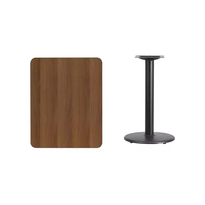 Table stratifiée rectangulaire 24x30 avec piètement de table rond de 18 po