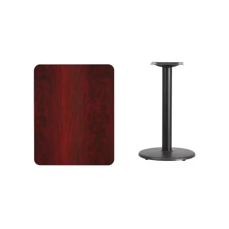 Table stratifiée rectangulaire 24x30 avec piètement de table rond de 18 po