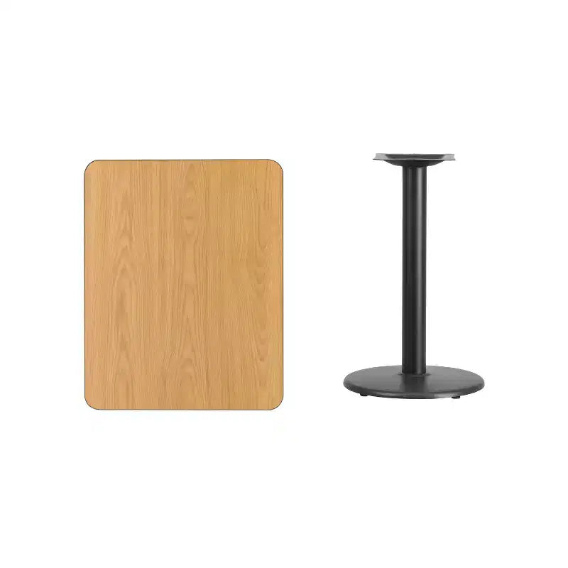 Table stratifiée rectangulaire 24x30 avec piètement de table rond de 18 po