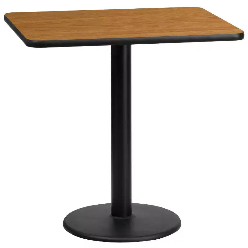 Table stratifiée rectangulaire 24x30 avec piètement de table rond de 18 po