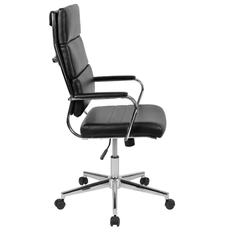 Fauteuil de bureau de direction pivotant contemporain en similicuir avec dossier haut