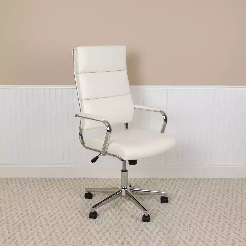 Fauteuil de bureau de direction pivotant contemporain en similicuir avec dossier haut